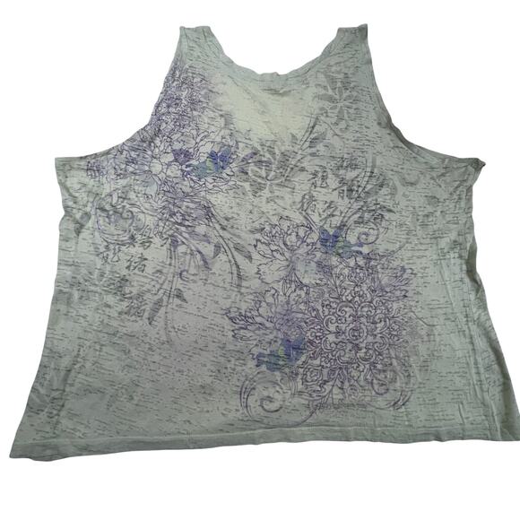 Sonoma Sleeveless Floral Burnout Knit Tank Top Blouse 1X - Picture 2 of 10